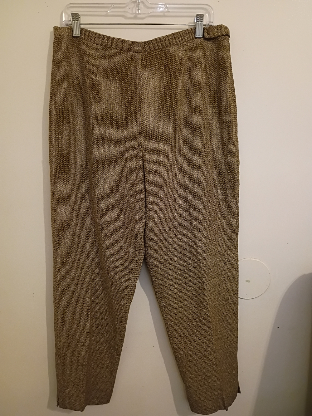 Josephine Chaus Straight Leg Tweed Pants in Tan/Brown Silk‎ Blend Sz 14